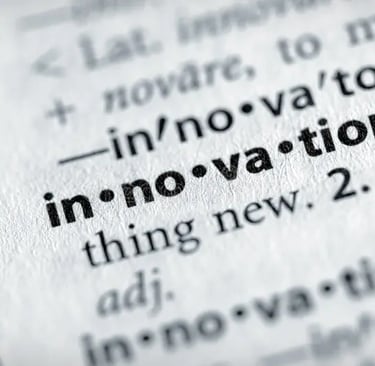 Printed dictionary entry focusing on 'innovation', illustrating its role in the ethical