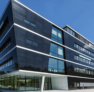 Sleek, angular building of Max Planck Research School, indicative of interdisciplinary research