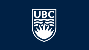 University of British Columbia blue flag with white emblem, representing the International Leader 