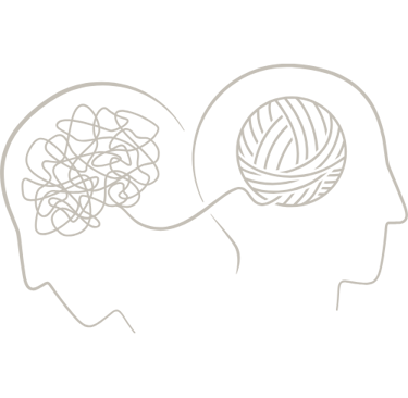 deux têtes qui s'opposent avec un lien entre les deux pour symboliser la psychothérapie