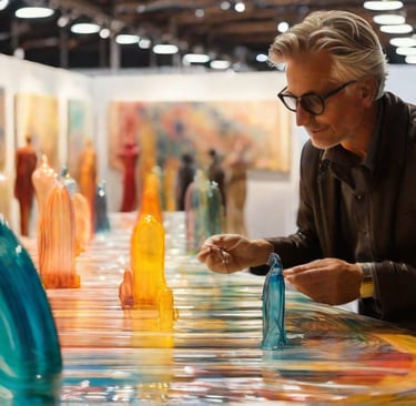 Galeria de arte efervescente com energia criativa e pop-art inovadora.