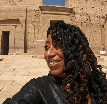 Davida Roze at Philae Temple of Isis in Aswan Egypt