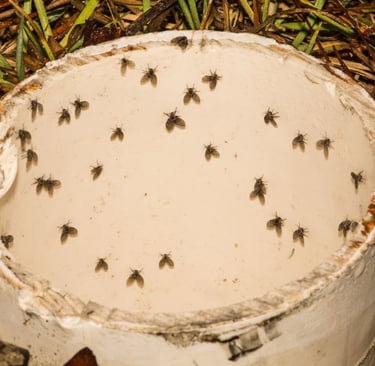 a group of resting moth flies