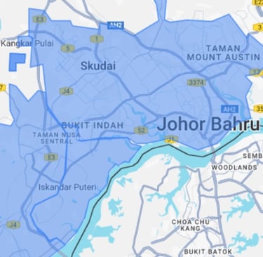 a map showing Pest Sensei's service area