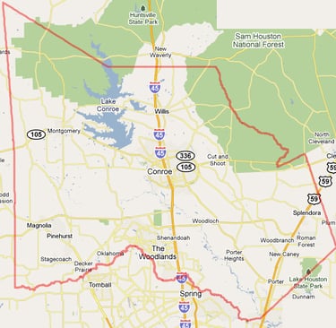 Map of Montgomery County TX