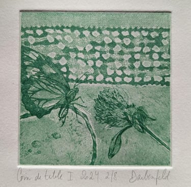 Papillon trèfle gravure eau-forte