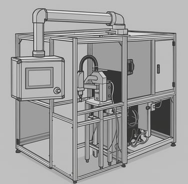 Laserbasierte Trimm- und Entgratungsanlage für Radialwellendichtringe CAD Style
