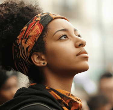a woman with a headband and a headband with a headband