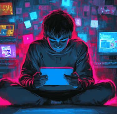 a man sitting on a bed with a tablet computer