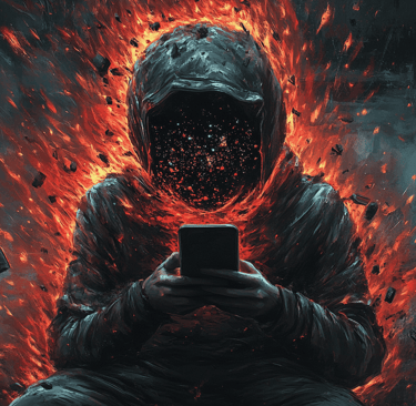 a man in a hoodie sitting on a phone