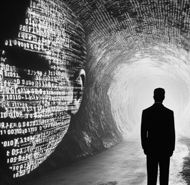a man standing in a tunnel with a light at the end of the tunnel
