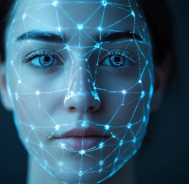 a woman with a face mask and a futuristic face