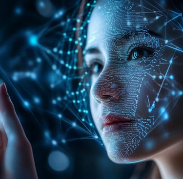 a woman with a futuristic face mask and a futuristic face