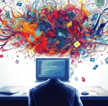 a person sitting at a desk with a laptop and a computer