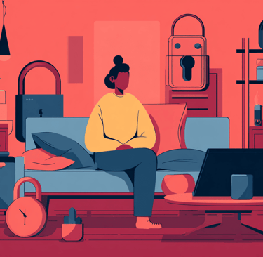 a woman sitting on a couch with a laptop and a laptop