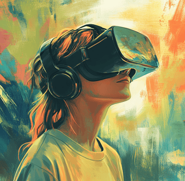a woman wearing a virtual reality headset