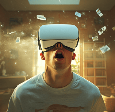 a man wearing a virtual reality headset