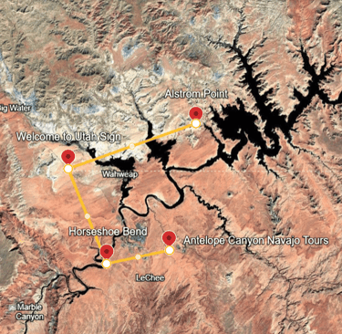Itinerario di viaggio Antelope Canyon, Horseshoe Bend, Lake Powell