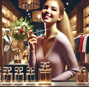 A woman using the best perfume