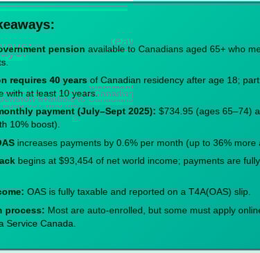 Quick Takeaways from blog post on Old Age Security (OAS)