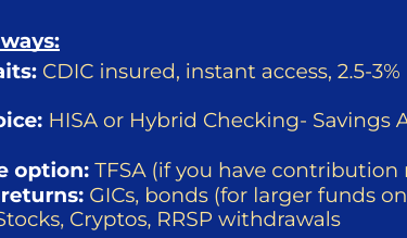 Quick Takeaways from the blog on where to put your emergency fund 
