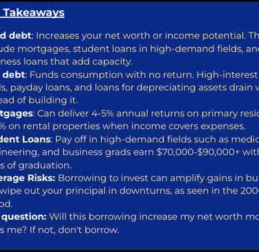 Key takeaways from blog on good forms of debt