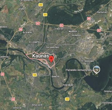 Kauno centras žemėlapyje