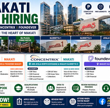 BPO Assessment BPO Practice Makati City Makati Ayala Alorica Assessment Concentrix Address Foundever