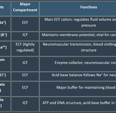 Electrolytes & distribution & function