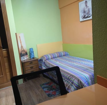 Cama y armario de la habitación