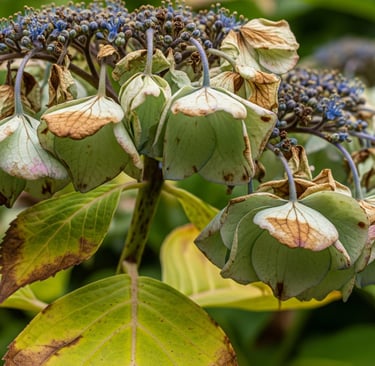 close up of wilted hydrangea