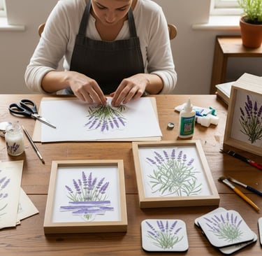 woman making lavender flowers home decor