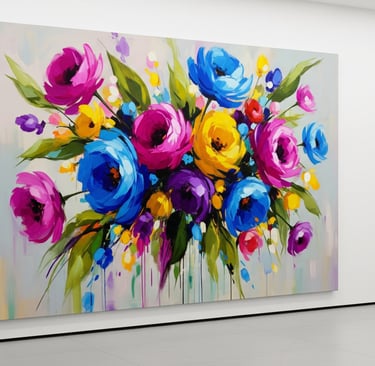 contemporay floral art in art gallery