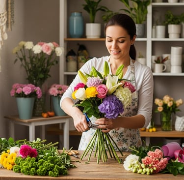 florist preparing mothers day flowers
