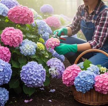 gardener trimming large flowers