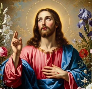 renaissance art of jesus and flowers