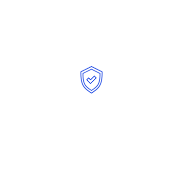 blue shield icon with trust tick in center