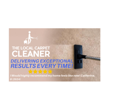 a carpeted area being cleaned by a vacuum cleaner and company logo