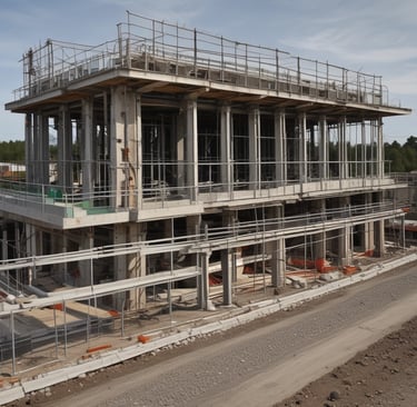 A construction site showcasing modern engineering techniques and equipment.