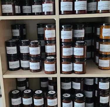 A selection of our seasonal jams and chutneys