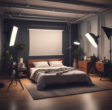 An inviting workspace with a laptop open to an adult content website, surrounded by soft lighting.