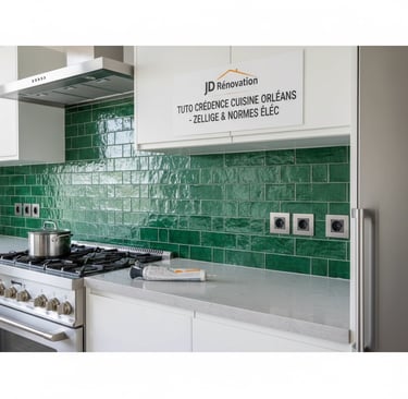 idée de crédence en zellige vert pour cuisine moderne à orléans