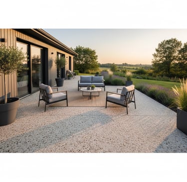 aménagement extérieur terrasse béton désactivé maison moderne Orléans