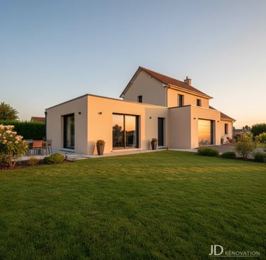 exemple extension maison garage toit plat maçonnerie Loiret