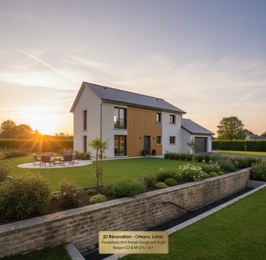 maison moderne sans fissures fondations profondes sol argileux Orléans