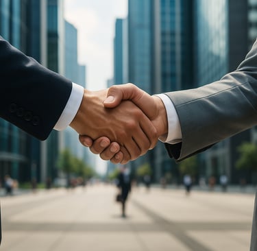 businessmen shaking hands to close a deal