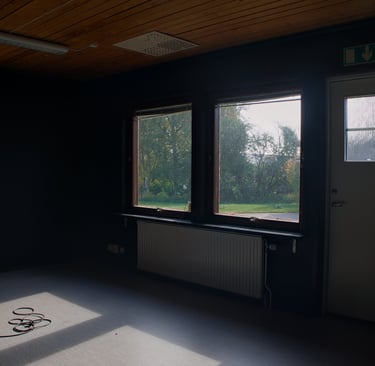 Foto inifrån som visar den pågående renoveringen av förskolan Långagård i Moheda