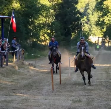 Feria Costumbrista Challupén Alto Villarrica con carreras a la chilena y destreza ecuestre en entorno rural