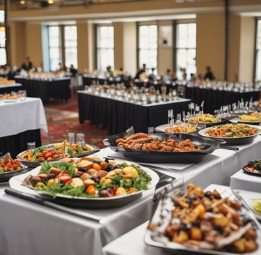 An elegant catering display for a corporate event.