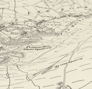 3D map of Cwm Pen machno from 1888. National Library of Scotland